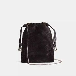 Coach Drawstring Pouch In Shearling.
